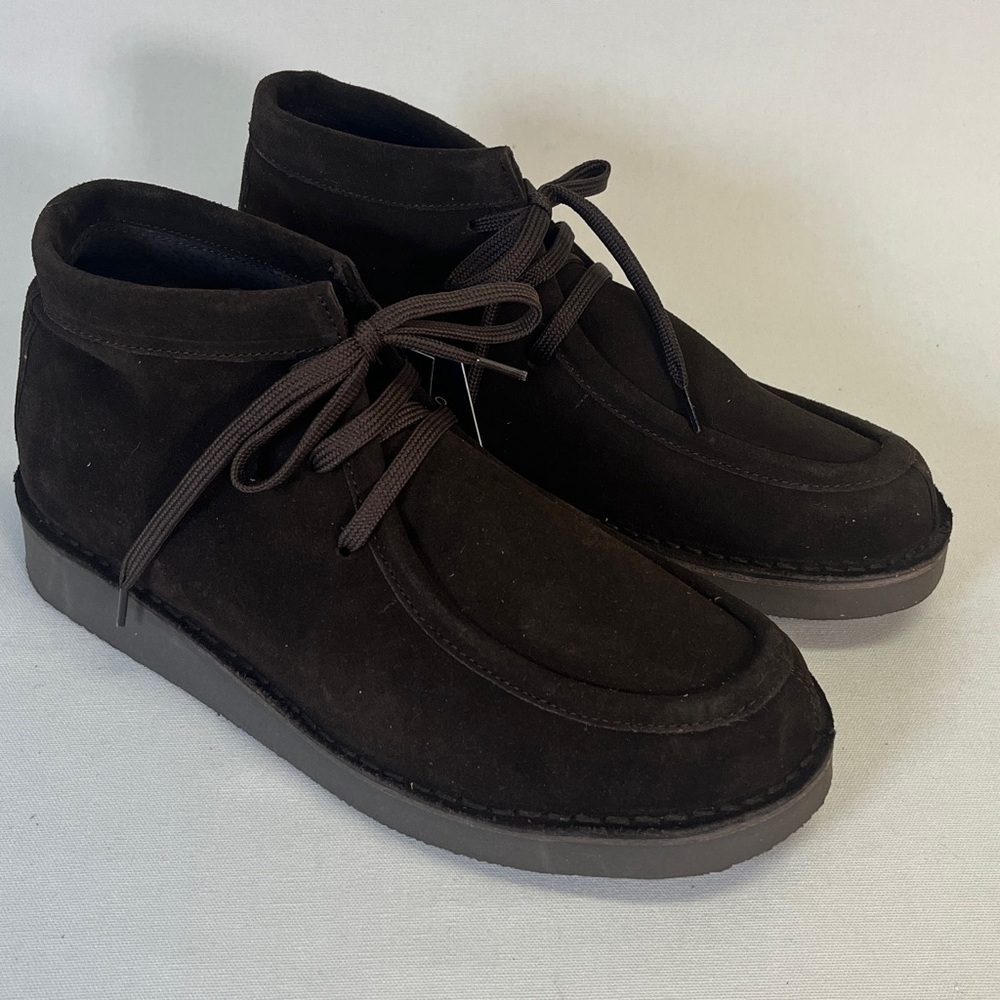 Piombo Men’s Suede Leather Boot US 9 Dark Brown Lace Up Moc Toe Casual Shoes